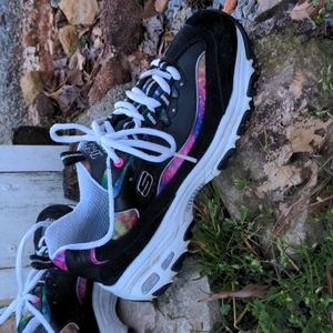 Skechers Black D'Lites-Galaxy Fantasy Athleisure Sneakers w/ Air-Cooled Memory F